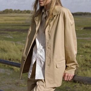 ZARA Washed Twill Blazer Jacket Size Small